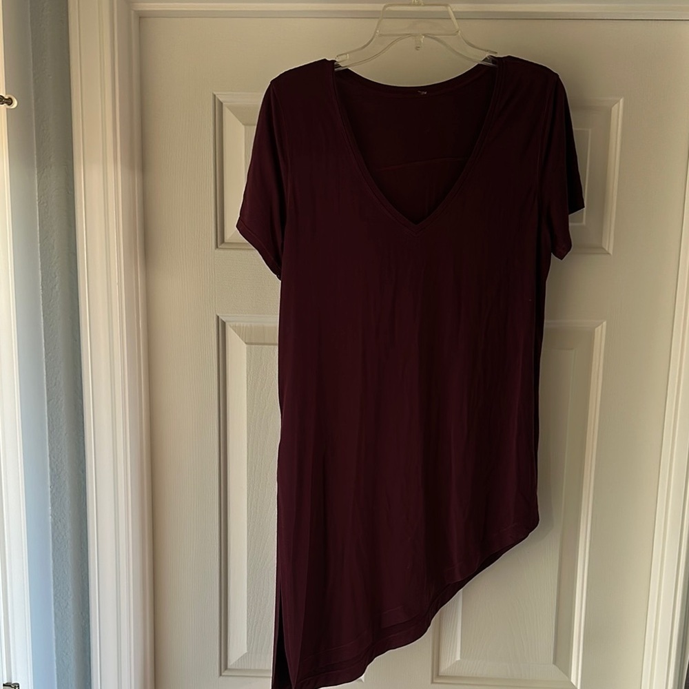 Lululemon Short Sleeve Asymmetrical V Neck Shirt Merlot Women’s S/M?
